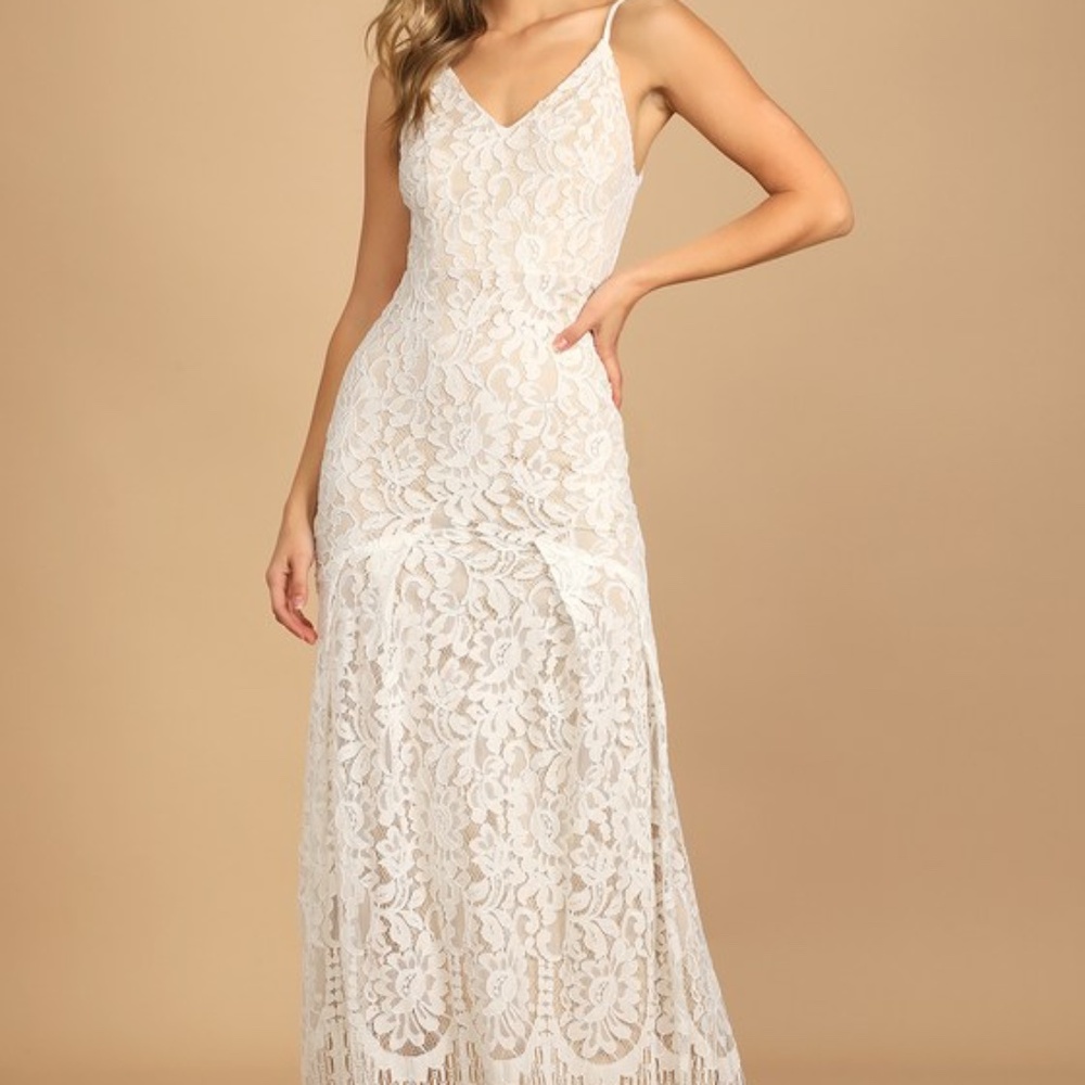 Lulus Flynn White Lace Maxi Dress - Size XXS